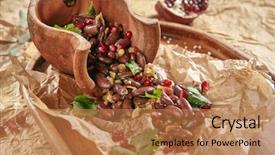  Presentation with red onion - PPT theme having cooked beans containing coriander background and a coral colored foreground