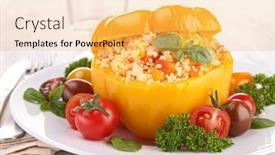  Presentation with couscous - Audience pleasing slides consisting of cooked bell pepper with couscous and vegetable backdrop and a yellow colored foreground