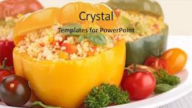  Presentation with couscous - Cool new theme with cooked bell pepper with couscous and vegetable backdrop and a yellow colored foreground