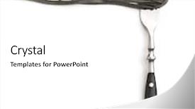  Presentation with black ink - Presentation design with cooked black noodles with squid sepia ink on fork background and a white colored foreground