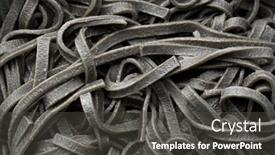  Presentation with black ink - Slide set having cooked black noodles with squid sepia ink background and a dark gray colored foreground