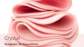  Presentation with ham radio - Colorful PPT layouts enhanced with cooked boiled ham sausage or rolled bologna slices isolated on white background cutout backdrop and a lemonade colored foreground