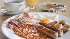  Presentation with orange juice - Colorful PPT theme enhanced with cooked breakfast on a wooden backdrop and a coral colored foreground