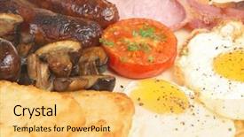  Presentation with breakfast - PPT theme featuring cooked breakfast with hash browns background and a yellow colored foreground