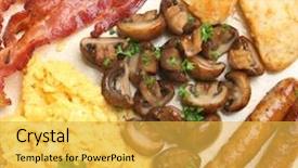  Presentation with cooked brown crab or edible - PPT layouts consisting of cooked breakfast with scrambled eggs background and a yellow colored foreground