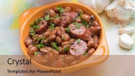  Presentation with kidney - Slide deck with cooked brown kidney beans stew background and a red colored foreground