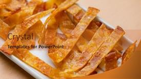  Presentation with snack - Presentation featuring cooked-dried-fish-fillet-snack background and a gold colored foreground