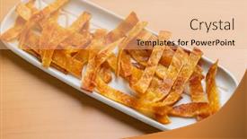  Presentation with snack - Theme consisting of cooked-dried-fish-fillet-snack background and a  colored foreground