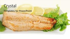  Presentation with salmon grilled fish salmon grilled - Cool new PPT theme with cooked fish - big grilled salmon steak backdrop and a blonde colored foreground