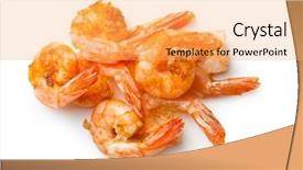  Presentation with grilled - Audience pleasing presentation theme consisting of cooked fish - grilled prawns on white background backdrop and a yellow colored foreground
