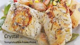  Presentation with hydroponics vegetables hydroponic vegetable - Presentation enhanced with cooked fish - seared mahi mahi fillets background and a  colored foreground