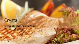  Presentation with food chicken - Amazing slides having cooked food - chicken with roasted potatoes backdrop and a yellow colored foreground