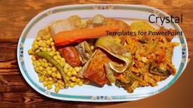  Presentation with seafood paella from spain recipe - Amazing slide deck having cooked food - cocido maragato recipe of biezo backdrop and a  colored foreground