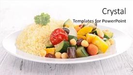  Presentation with couscous - Colorful presentation enhanced with cooked food - couscous with vegetables backdrop and a  colored foreground