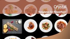  Presentation with meat - Cool new slides with cooked food - set of main meat dishes backdrop and a coral colored foreground