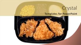  Presentation with fried chicken - Presentation design consisting of cooked-frozen-dinner-of-fried background and a yellow colored foreground