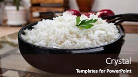  Presentation with rice grain - Colorful PPT theme enhanced with cooked-grain-white-rice-food backdrop and a wine colored foreground