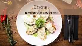  Presentation with green plate - PPT layouts featuring cooked-green-mussels-with-parmegano background and a coral colored foreground