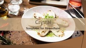  Presentation with green plate - Slide deck having cooked-green-mussels-with-parmegano background and a coral colored foreground