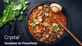  Presentation with shell - PPT theme consisting of cooked-japanese-carpet-shell background and a wine colored foreground