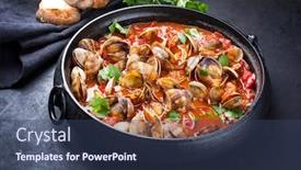  Presentation with shell - Slide deck with cooked-japanese-carpet-shell background and a ocean colored foreground