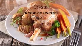  Presentation with lion lamb - Colorful slide set enhanced with cooked-lamb-chop-with-vegetable backdrop and a coral colored foreground