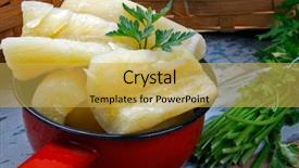  Presentation with cassava - Audience pleasing slides consisting of cooked manihot esculenta cassava yuca backdrop and a yellow colored foreground