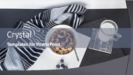  Presentation with blueberries - Theme with cooked-oatmeal-with-blueberries background and a gray colored foreground