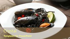 Presentation with lime - Colorful presentation theme enhanced with cooked pasta mussel and lime on the table close-up backdrop and a tawny brown colored foreground