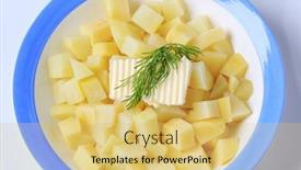  Presentation with butter - Colorful slide deck enhanced with cooked-potatoes-with-butter backdrop and a yellow colored foreground