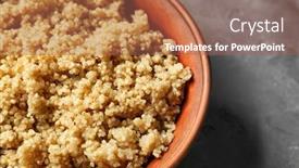  Presentation with quinoa - Slide set consisting of cooked quinoa in bowl on grey background closeup background and a coral colored foreground