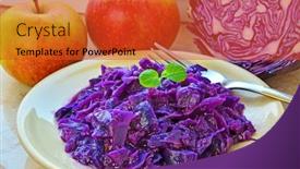  Presentation with cooked brown crab or edible - Cool new PPT theme with cooked red cabbage backdrop and a red colored foreground