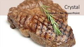  Presentation with steak - Presentation theme enhanced with cooked rib-eye steak background and a coral colored foreground
