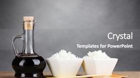  Presentation with soy sauce - Slide deck with cooked rice and soy sauce background and a gray colored foreground