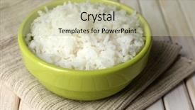  Presentation with rice - PPT theme featuring cooked rice in bowl background and a mint green colored foreground