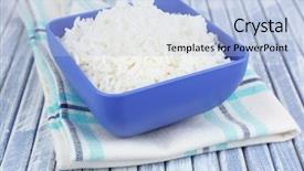  Presentation with rice - Slide set featuring cooked rice in bowl on wooden background background and a light blue colored foreground