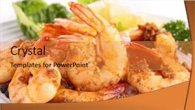  Presentation with shrimp - Slide set featuring cooked shrimp and parsley background and a gold colored foreground