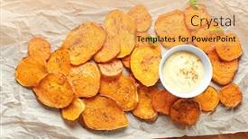  Presentation with sweet potato - PPT layouts with cooked-sweet-potato-with-sauce background and a yellow colored foreground