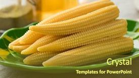  Presentation with sweet corn - Amazing PPT theme having cooked sweet yellow baby corn backdrop and a tawny brown colored foreground