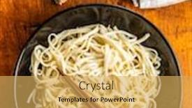  Presentation with noodles - Colorful PPT theme enhanced with cooked-udon-noodles-traditional-japanese backdrop and a yellow colored foreground