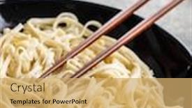  Presentation with noodles - Audience pleasing slides consisting of cooked-udon-noodles-traditional-japanese backdrop and a yellow colored foreground