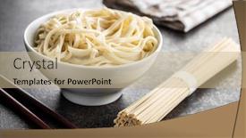  Presentation with noodles - Theme featuring cooked-udon-noodles-traditional-japanese background and a coral colored foreground