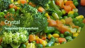  Presentation with peas - Beautiful PPT theme featuring regime - cooked vegetables mix peas backdrop and a tawny brown colored foreground
