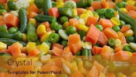  Presentation with peas - Amazing slide deck having cooked vegetables mix peas and green beans healthy diet backdrop and a gold colored foreground