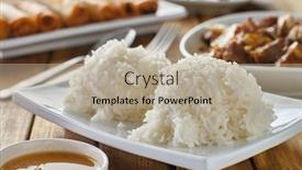  Presentation with rice - PPT theme featuring cooked-white-rice-side-dish background and a mint green colored foreground