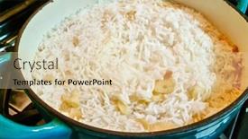  Presentation with garlic - Theme having cooked-white-rice-with-garlic background and a  colored foreground