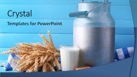  Presentation with milk bottle and milk glass - Presentation design enhanced with cookie and sheaf on color background and a  colored foreground