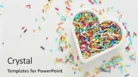  Presentation with candy heart - Slide set with cookie cutter with candy sprinkle background and a light gray colored foreground