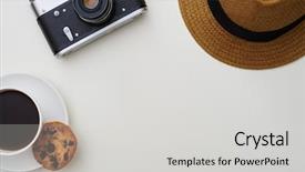  Presentation with top hat - Slide set consisting of cookie on white table background and a  colored foreground