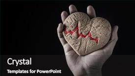  Presentation with man heart attact hand hold - Theme featuring cookie with a red electrocardiogram background and a dark gray colored foreground